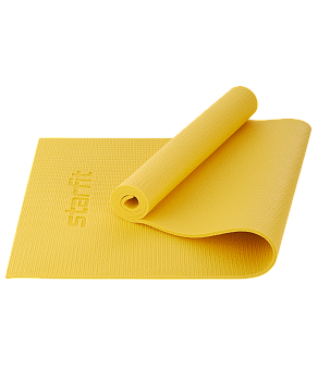 Коврик для йоги и фитнеса FM-101, PVC, 173x61x1 см, желтый